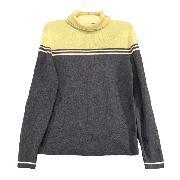 Eddie Bauer Women's Stretch Pullover Turtleneck Sweater Gray Large Colorblock - Picture 1 of 11